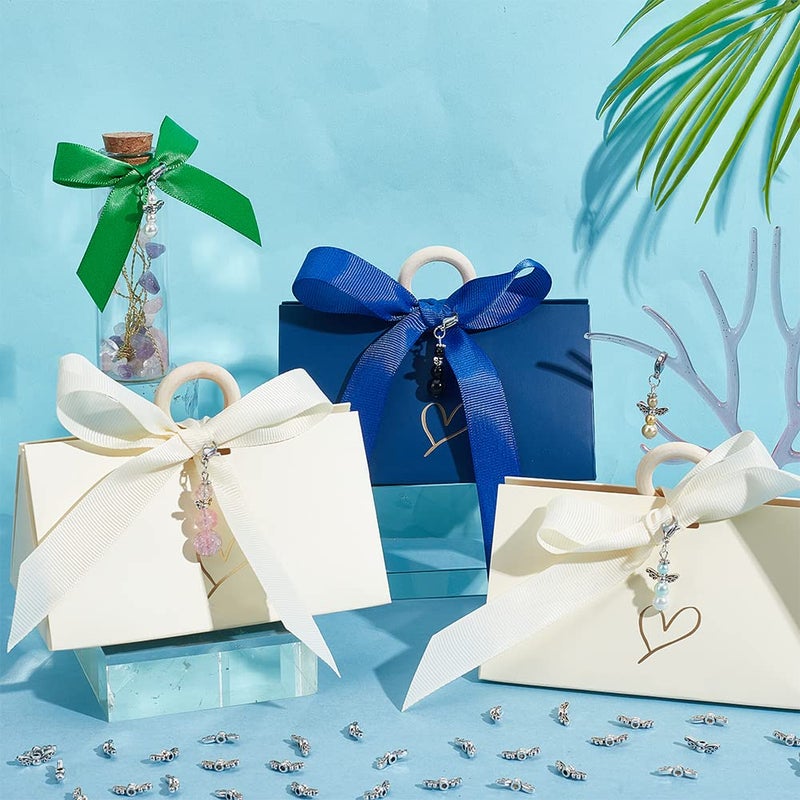 PH PandaHall 200pcs Fairy Wing Spacer Beads Tibetan Alloy Angel Wing Charm Beads Spacers Loose Beads for Christmas Bracelet Necklace Jewelry Making, Antique Silver(14mm, Hole: 1mm) - Image 4